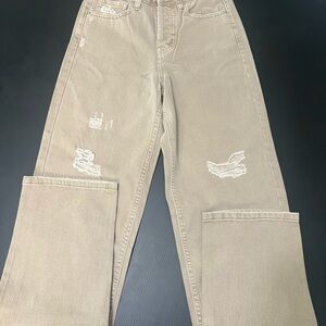 NWT Wild Fable High-Rise EasyRigid Straight Jeans Distressed Khaki Size 0